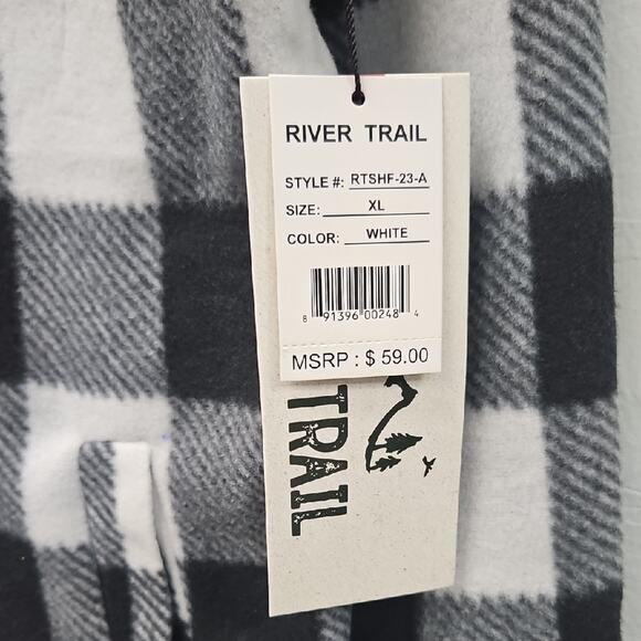 NWT Men's River Trail Black / White Plaid Zip-Up Hoodie Jacket. Size XL MSRP $59 - Picture 2 of 4